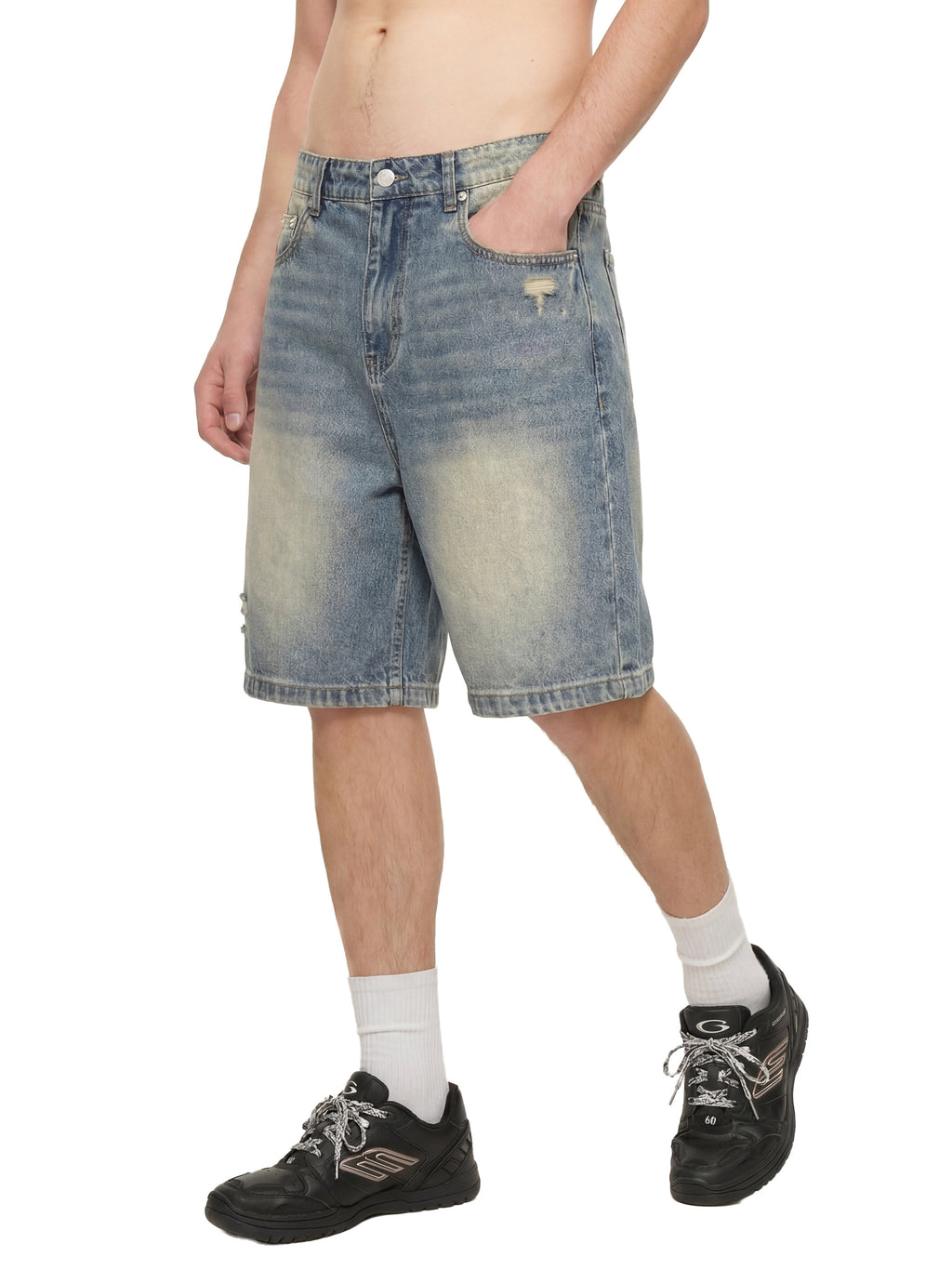 Distressed Denim Shorts