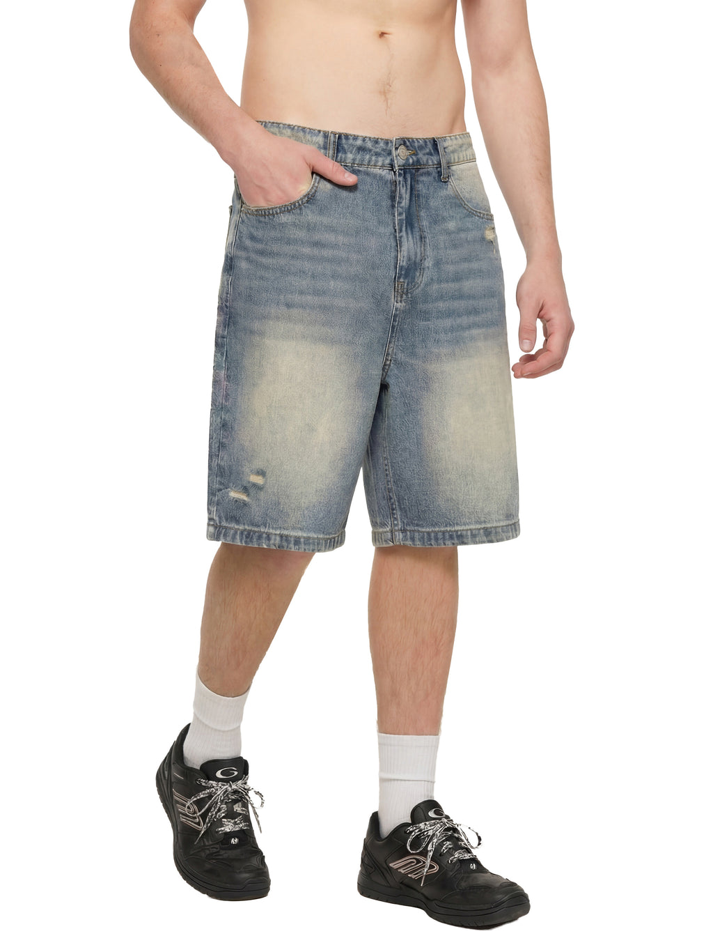Distressed Denim Shorts